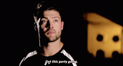 A Man Says Get This Party Going In The Dark GIF