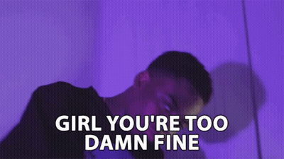 A Man Says Girl You 'Re Too Damn Fine In Front Of A Purple Background GIF