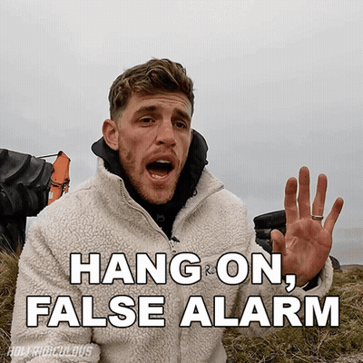 A Man Says Hang On False Alarm With His Hand GIF