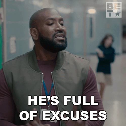 A Man Says He 'S Full Of Excuses In Front Of A Woman GIF