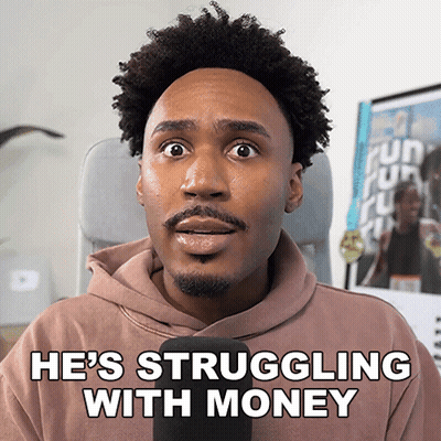 A Man Says He 'S Struggling With Money In Front Of A Camera GIF