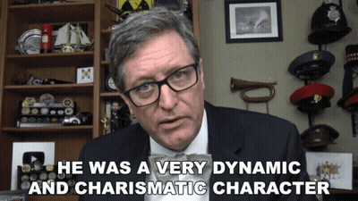 A Man Says He Was A Very Dynamic And Charismatic Character While Wearing Glasses GIF