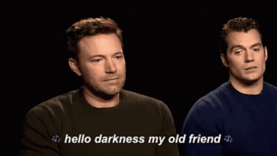 A Man Says Hello Darkness My Old Friend While Another Man Looks On GIF