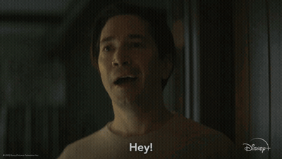 A Man Says Hey In A Disney + Advertisement GIF