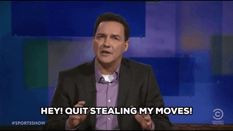 A Man Says Hey Quit Stealing My Moves On A Sports Show GIF