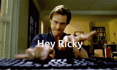 A Man Says Hey Ricky While Using A Keyboard GIF