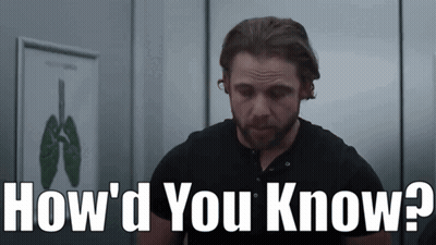 A Man Says How 'D You Know In Front Of A Picture Of A Lung GIF