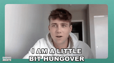 A Man Says I Am A Little Bit Hungover On A Green Background GIF
