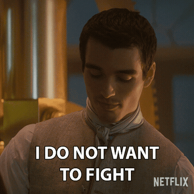 A Man Says I Do Not Want To Fight In Front Of A Netflix Logo GIF