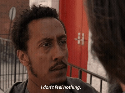 A Man Says " I Don 'T Feel Nothing " While Talking To Another Man GIF