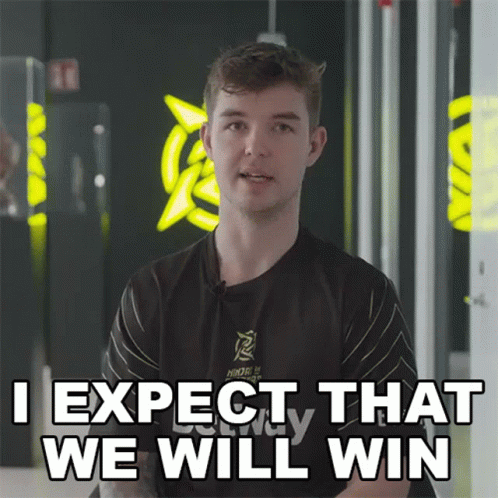 A Man Says " I Expect That We Will Win " While Wearing A Black Shirt GIF
