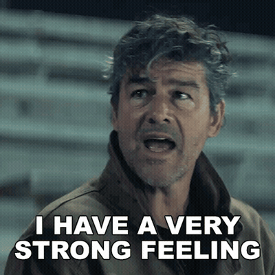 A Man Says " I Have A Very Strong Feeling " In Front Of A Stadium GIF