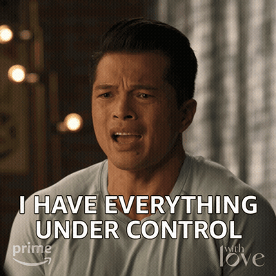 A Man Says " I Have Everything Under Control " In Front Of An Amazon Logo GIF