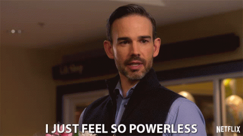 A Man Says I Just Feel So Powerless In Front Of A Netflix Logo GIF