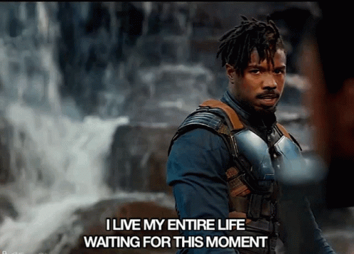 A Man Says " I Live My Entire Life Waiting For This Moment " In Front Of A Waterfall GIF