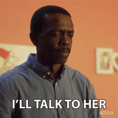 A Man Says " I 'Ll Talk To Her " While Wearing A Blue Shirt GIF
