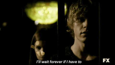 A Man Says I 'Ll Wait Forever If I Have To While Standing Next To A Woman GIF