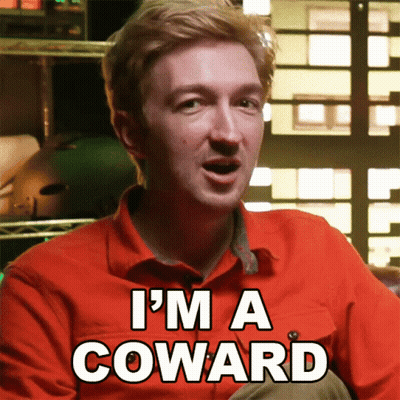 A Man Says I 'M A Coward In A Red Shirt GIF