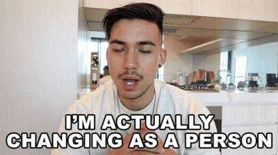 A Man Says I 'M Actually Changing As A Person In A Kitchen GIF