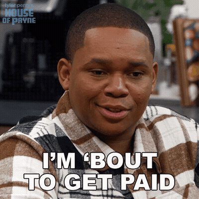 A Man Says " I 'M Bout To Get Paid " While Wearing A Plaid Shirt GIF