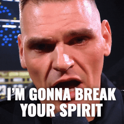 A Man Says " I 'M Gonna Break Your Spirit " With His Mouth Wide Open GIF