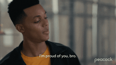 A Man Says I 'M Proud Of You Bro In A Peacock Ad GIF