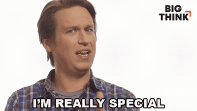 A Man Says I 'M Really Special In Front Of A White Background GIF