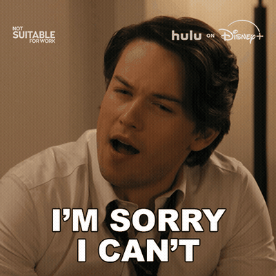 A Man Says I 'M Sorry I Can 'T On A Hulu Ad GIF