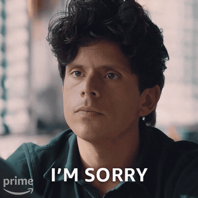 A Man Says I 'M Sorry In Front Of A Prime Logo GIF