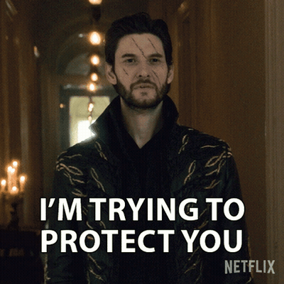 A Man Says I 'M Trying To Protect You In A Hallway GIF