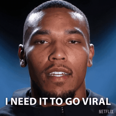 A Man Says I Need It To Go Viral In Front Of A Blue Background GIF