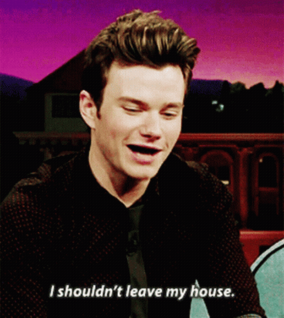 A Man Says " I Should N't Leave My House " In Front Of A Purple Background GIF