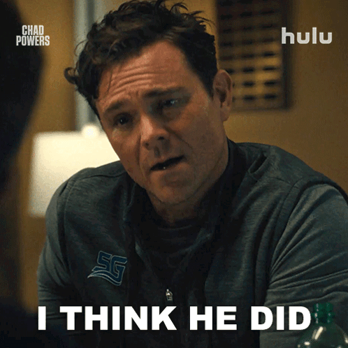 A Man Says I Think He Did In Front Of A Hulu Logo GIF