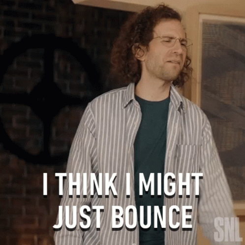 A Man Says I Think I Might Just Bounce On Snl GIF