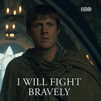A Man Says I Will Fight Bravely With A Hbo Logo In The Background GIF