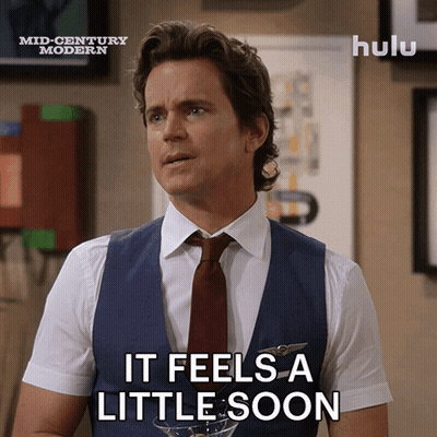 A Man Says It Feels A Little Soon While Wearing A Suit And Tie GIF