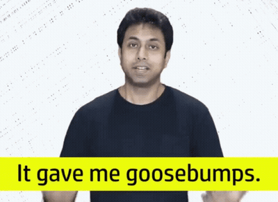 A Man Says It Gave Me Goosebumps In Front Of A White Background GIF