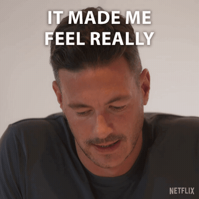 A Man Says It Made Me Feel Really With A Netflix Logo Behind Him GIF
