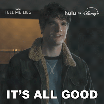A Man Says It 'S All Good In Front Of A Sign That Says Tell Me Lies On It GIF