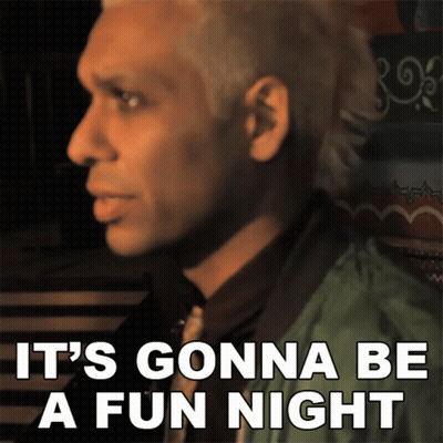 A Man Says It 'S Gonna Be A Fun Night In A Dark Room GIF