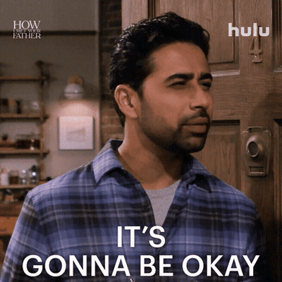 A Man Says It 'S Gonna Be Okay In Front Of A Hulu Sign GIF