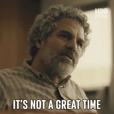 A Man Says It 'S Not A Great Time In Front Of A Hbo Logo GIF