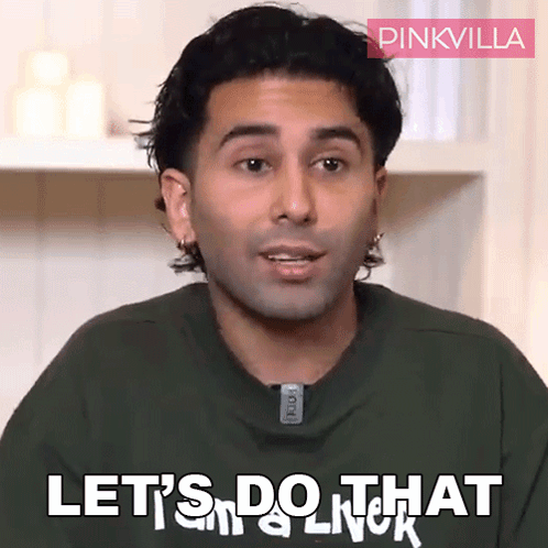 A Man Says Let 'S Do That In Front Of A Pinkvilla Logo GIF