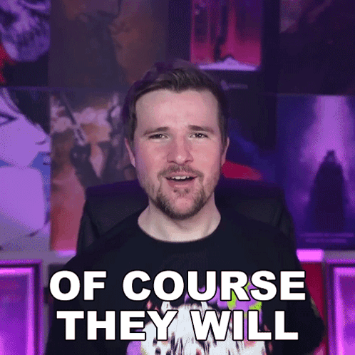 A Man Says " Of Course They Will " In Front Of A Purple Background GIF