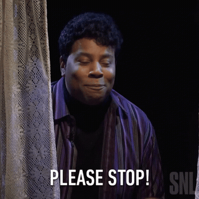 A Man Says Please Stop In Front Of A Snl Sign GIF