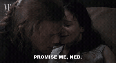 A Man Says " Promise Me Ned " Next To A Woman Crying GIF