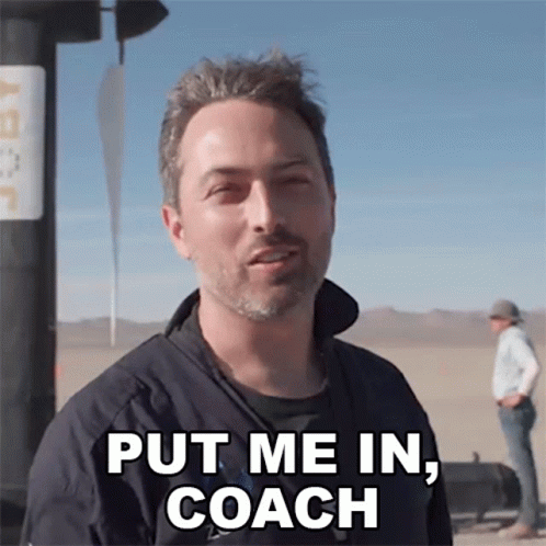 A Man Says Put Me In Coach In A Desert Setting GIF