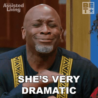 A Man Says She 'S Very Dramatic In Front Of An Assisted Living Ad GIF