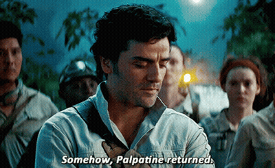 A Man Says " Somehow Palpatine Returned " In Front Of A Crowd GIF