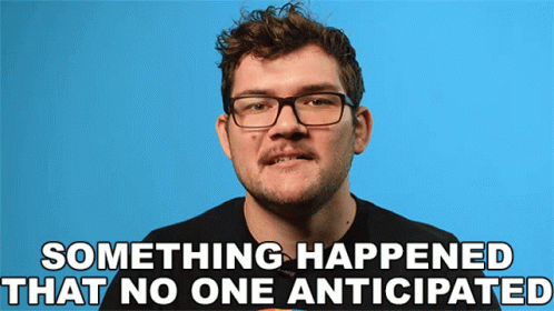 A Man Says Something Happened That No One Anticipated On A Blue Background GIF